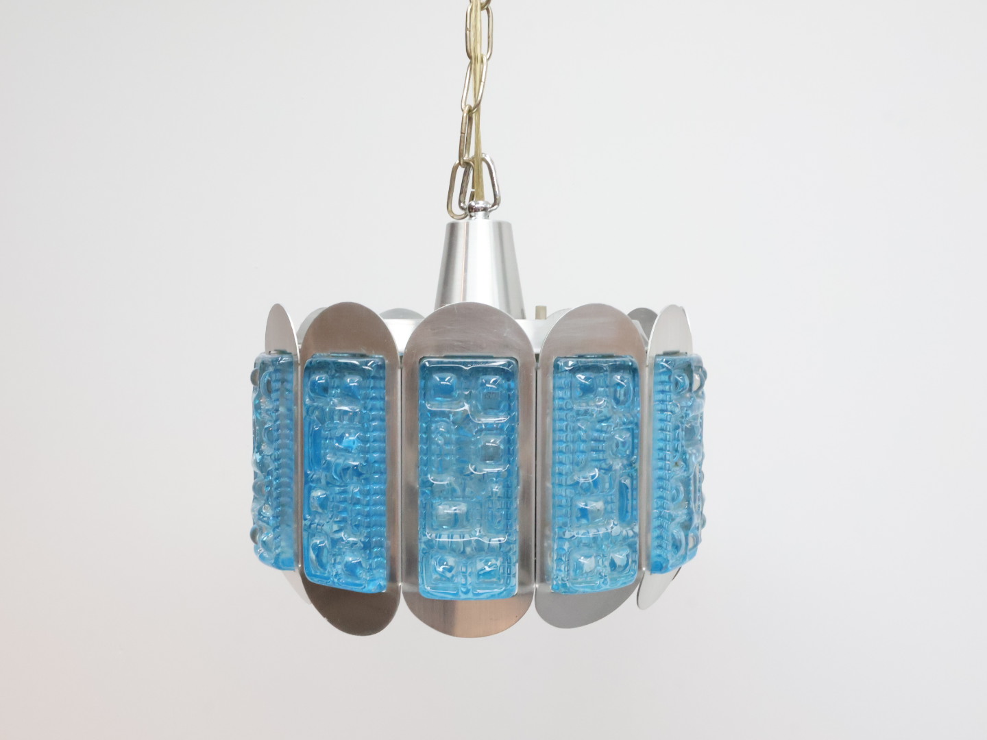 Vintage hanglamp / aluminium glas / zilver blauw / Vitrika Den mark