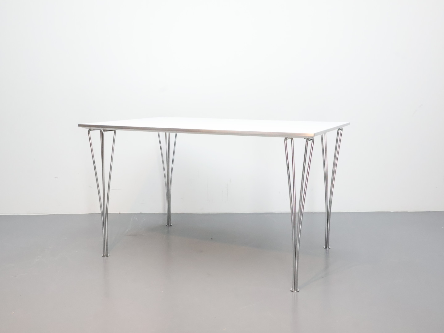 Vintage eettafel / metaal hout / wit rechthoek / Fritz Hansen
