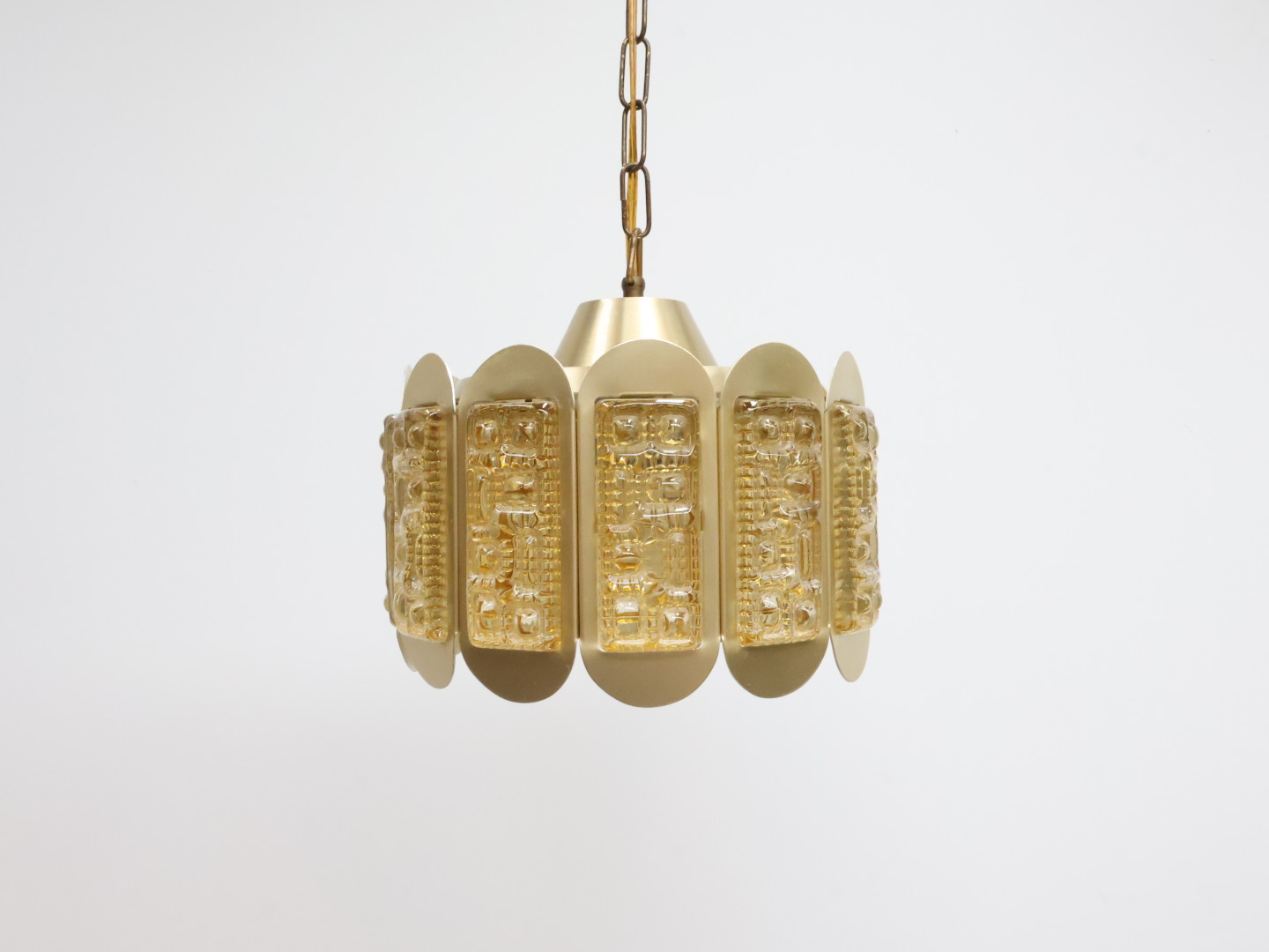 Vintage hanglamp / aluminium glas / goud amber / Vitrika Den mark
