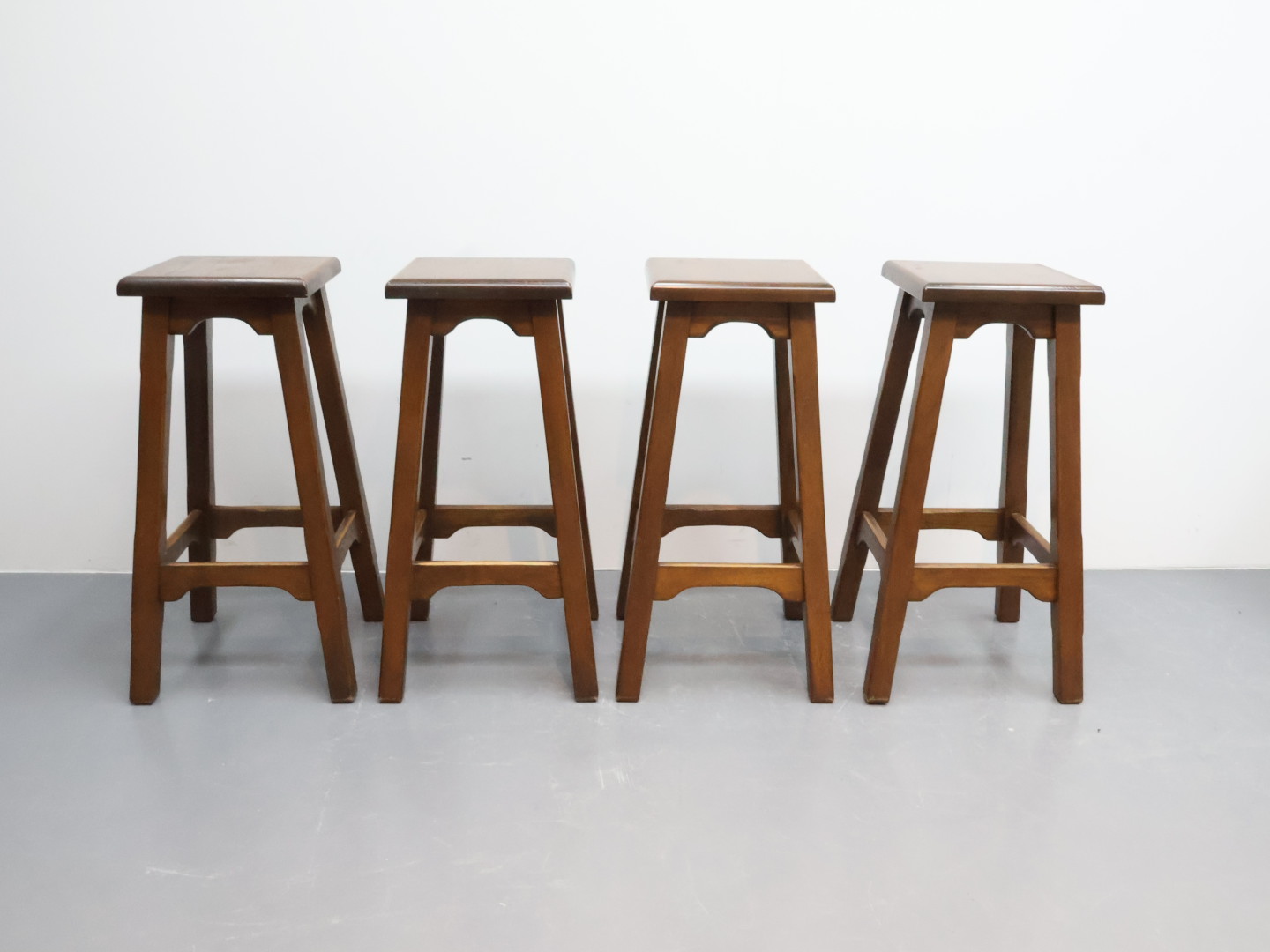 Vintage barkruk / eiken / bruin / set van 4