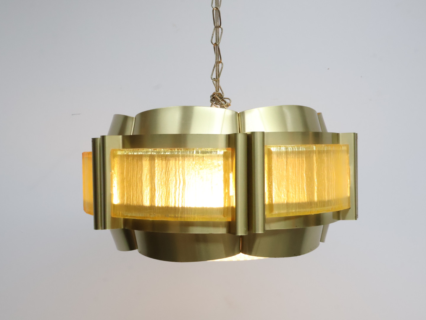 Vintage hanglamp / aluminium kunststof / goud amber /