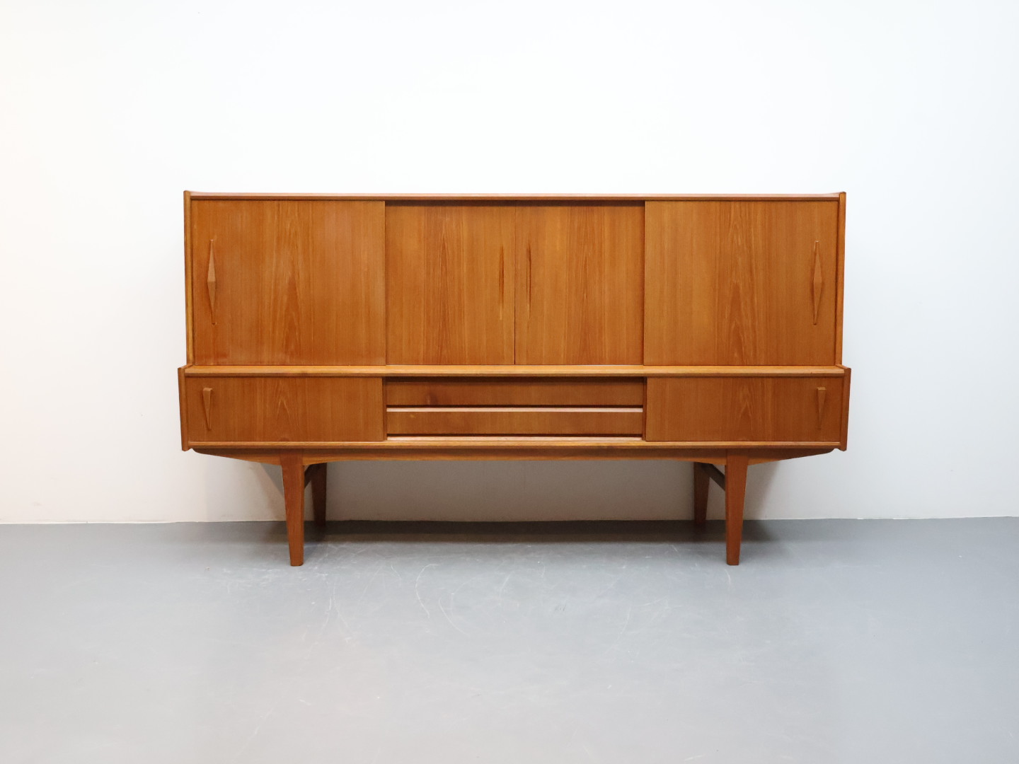 Vintage wandmeubel / schuifdeur lades / teak / Deens